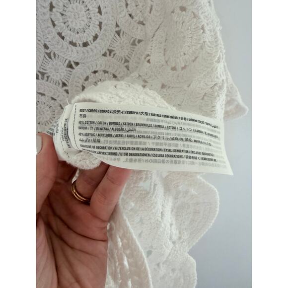 Abercrombie & Fitch Peter Pan Collar Short sleeve shirt white crochet-Size M - Picture 8 of 8